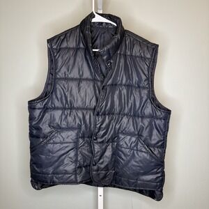 Vintage Men's Extra Large Puffer Vest Navy Blue/black‎ Button Up